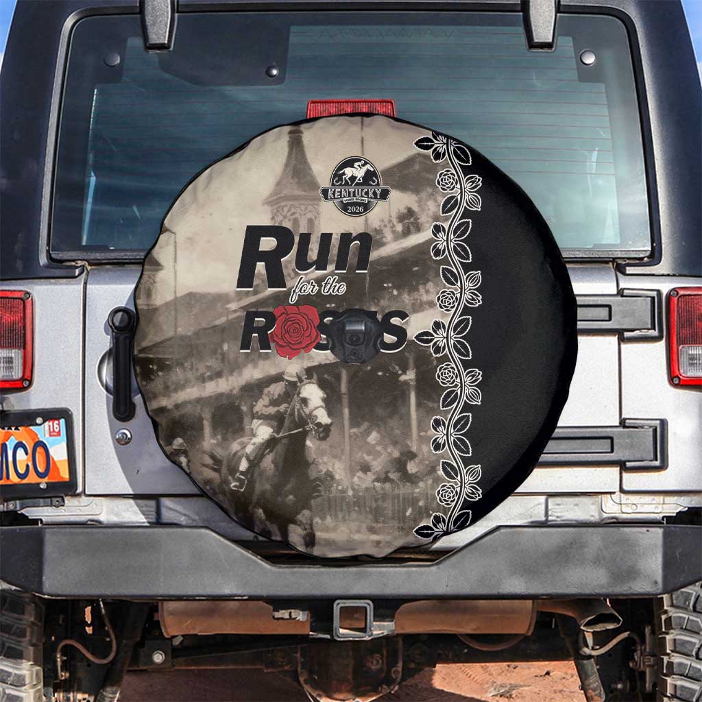 Kentucky Run For The Rose Spare Tire Cover Beige Rose Floral