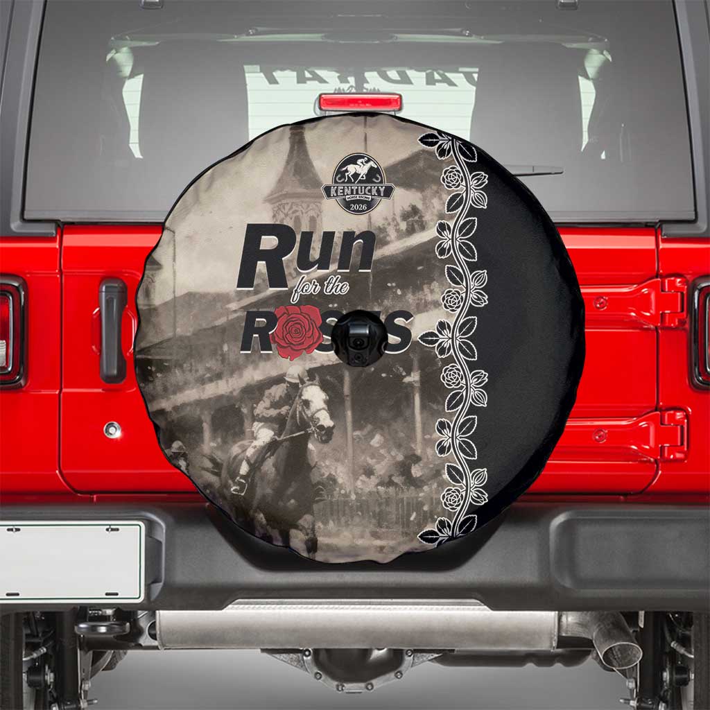 Kentucky Run For The Rose Spare Tire Cover Beige Rose Floral