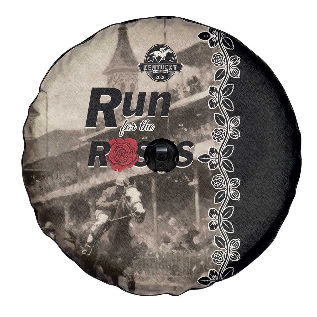 Kentucky Run For The Rose Spare Tire Cover Beige Rose Floral