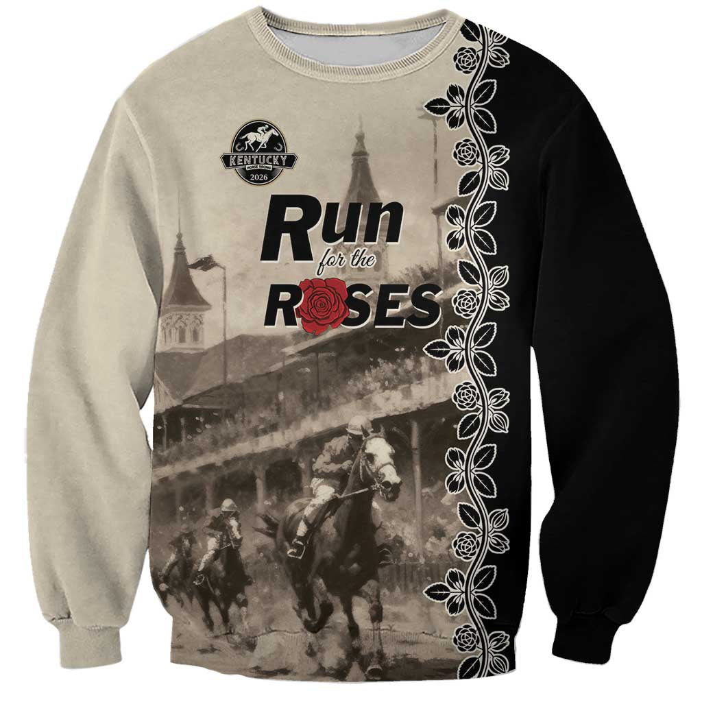 Personalized Kentucky Run For The Rose Sweatshirt Beige Rose Floral