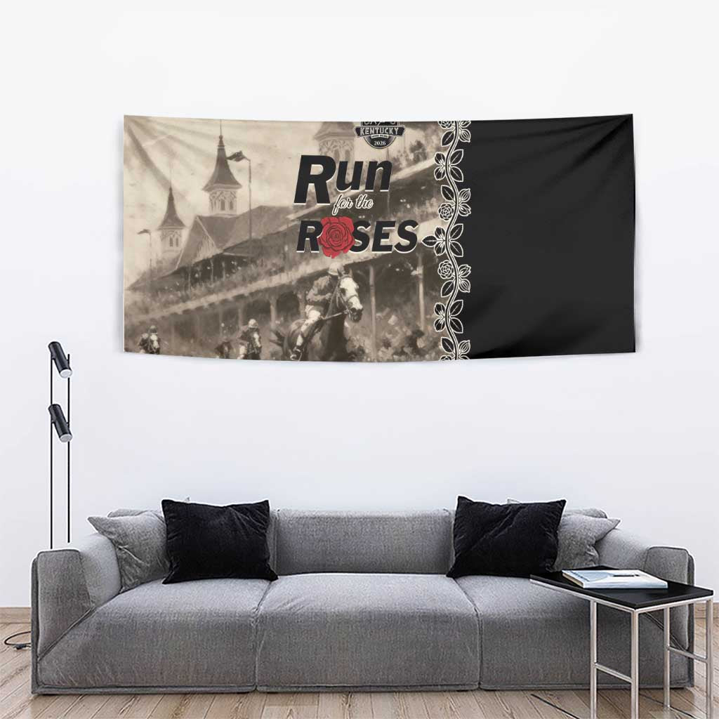 Kentucky Run For The Rose Tapestry Beige Rose Floral