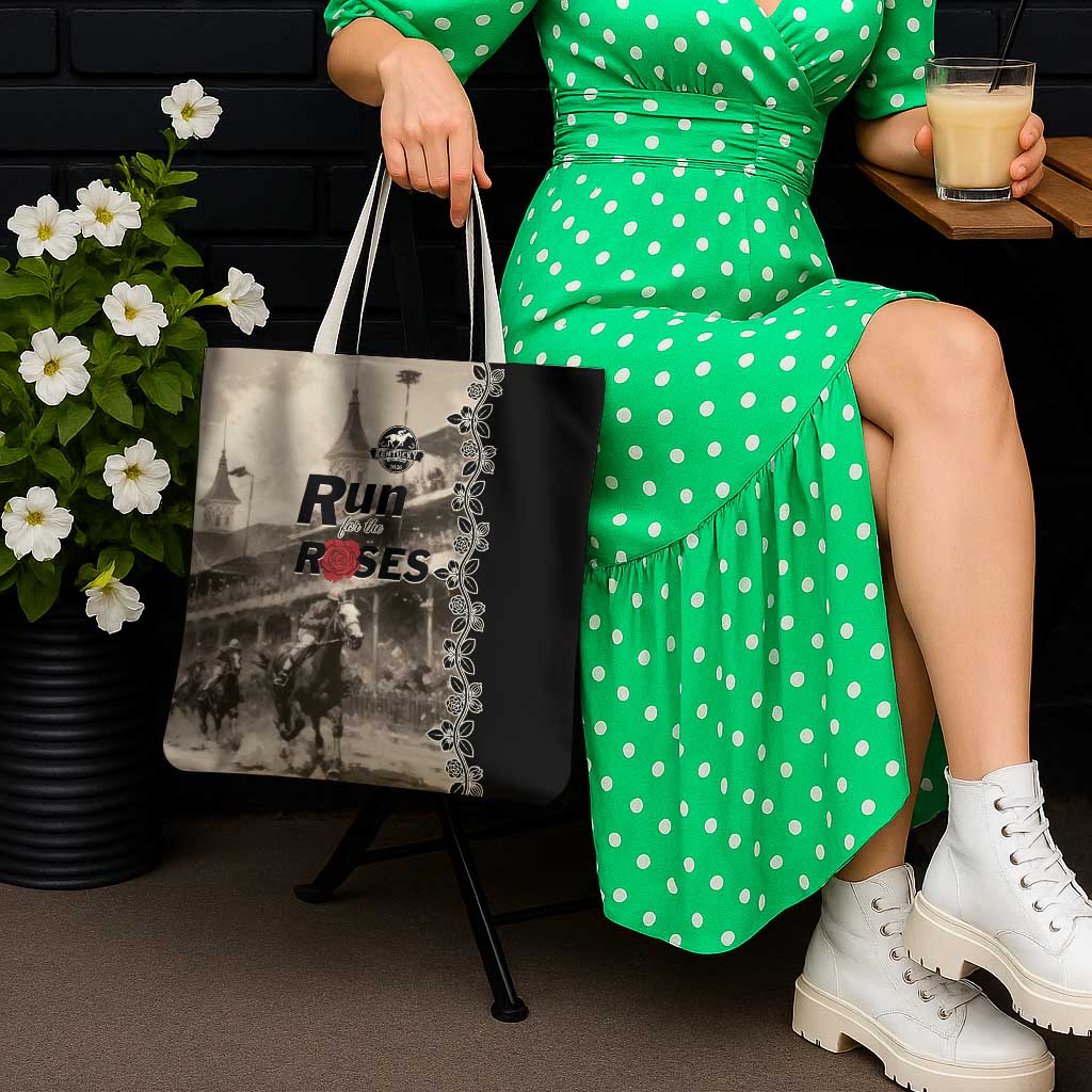 Kentucky Run For The Rose Tote Bag Beige Rose Floral