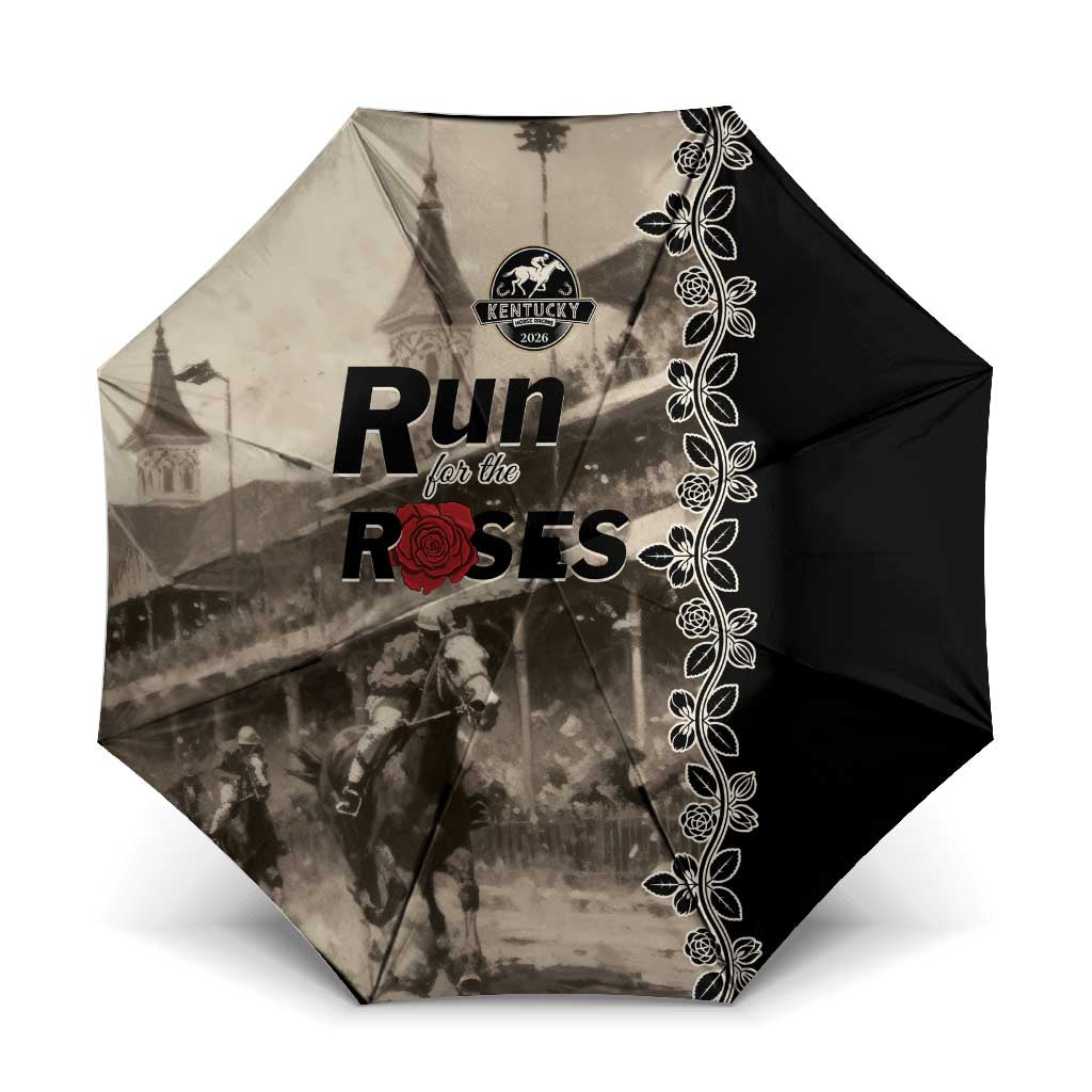 Kentucky Run For The Rose Umbrella Beige Rose Floral