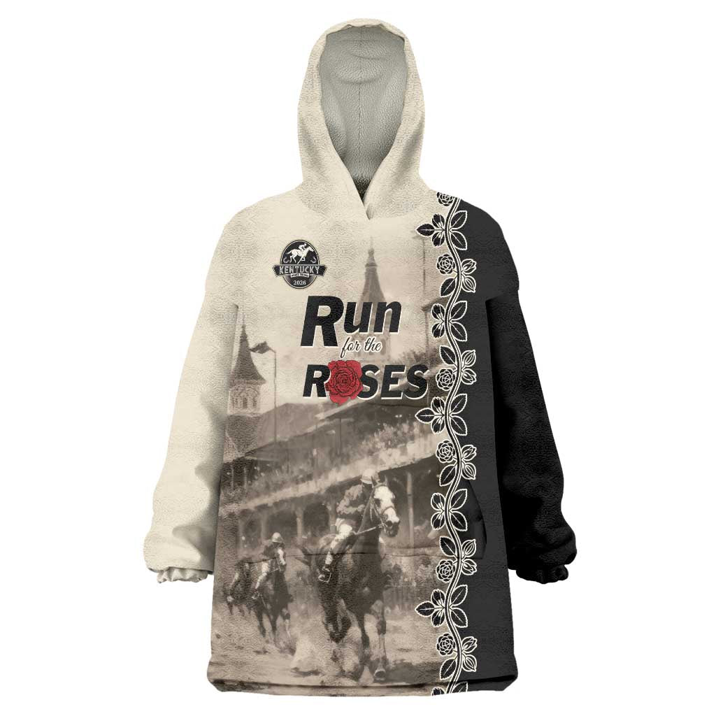 Personalized Kentucky Run For The Rose Wearable Blanket Hoodie Beige Rose Floral