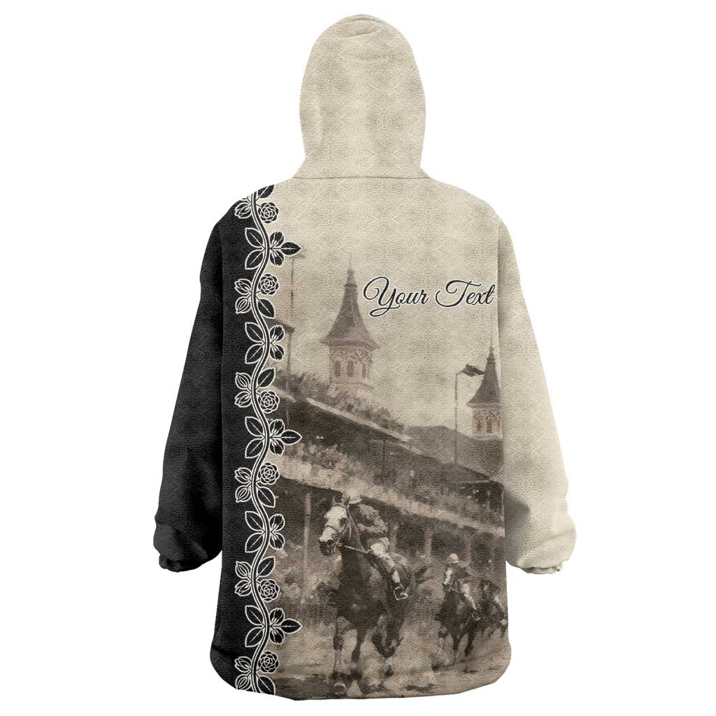 Personalized Kentucky Run For The Rose Wearable Blanket Hoodie Beige Rose Floral