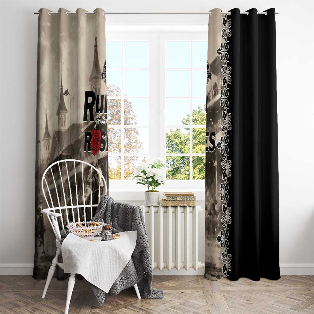 Kentucky Run For The Rose Window Curtain Beige Rose Floral