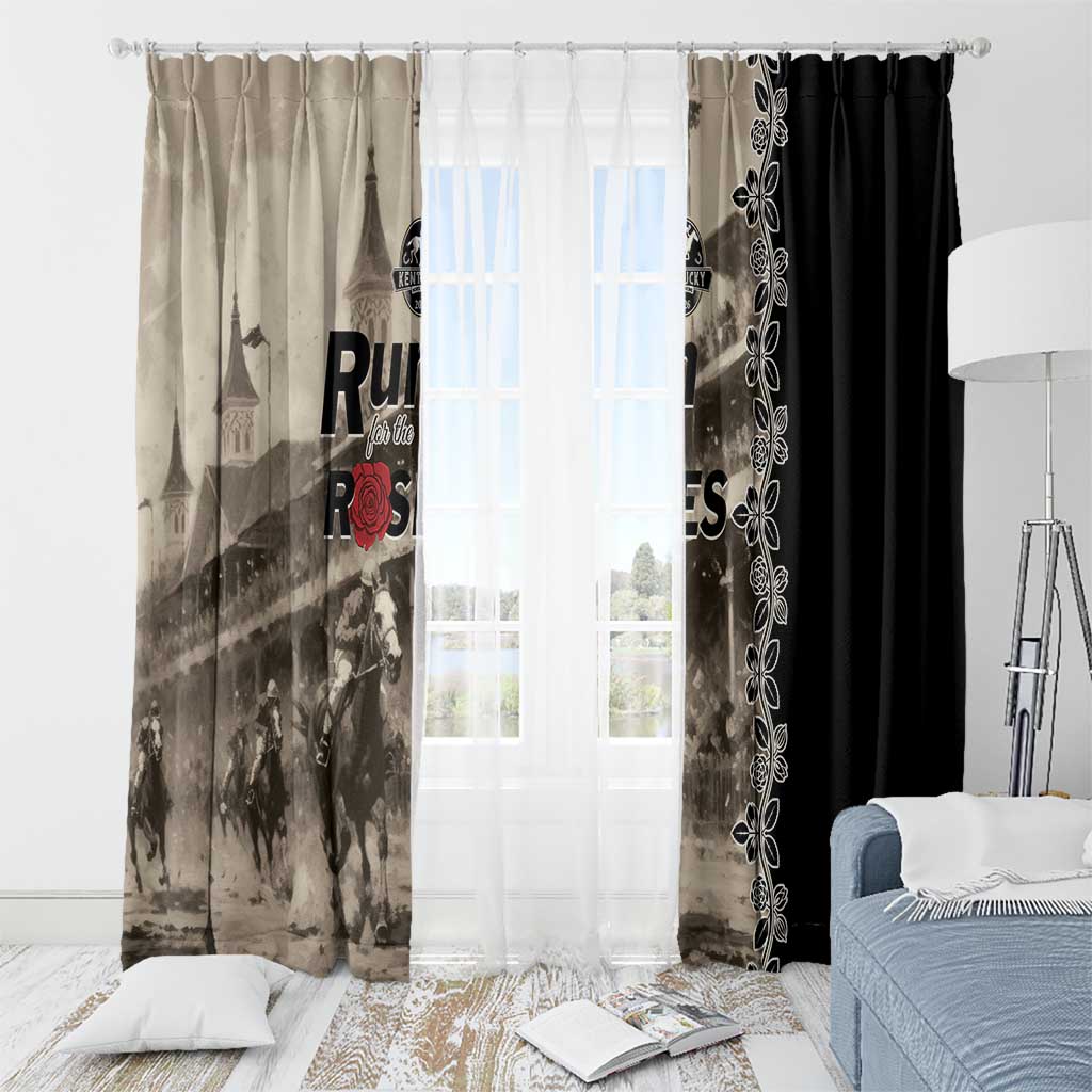 Kentucky Run For The Rose Window Curtain Beige Rose Floral