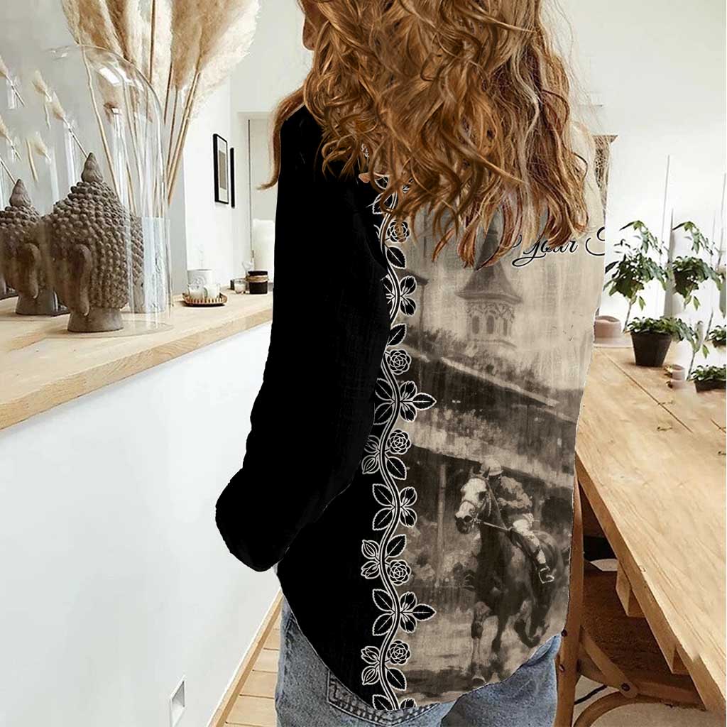 Personalized Kentucky Run For The Rose Women Casual Shirt Beige Rose Floral