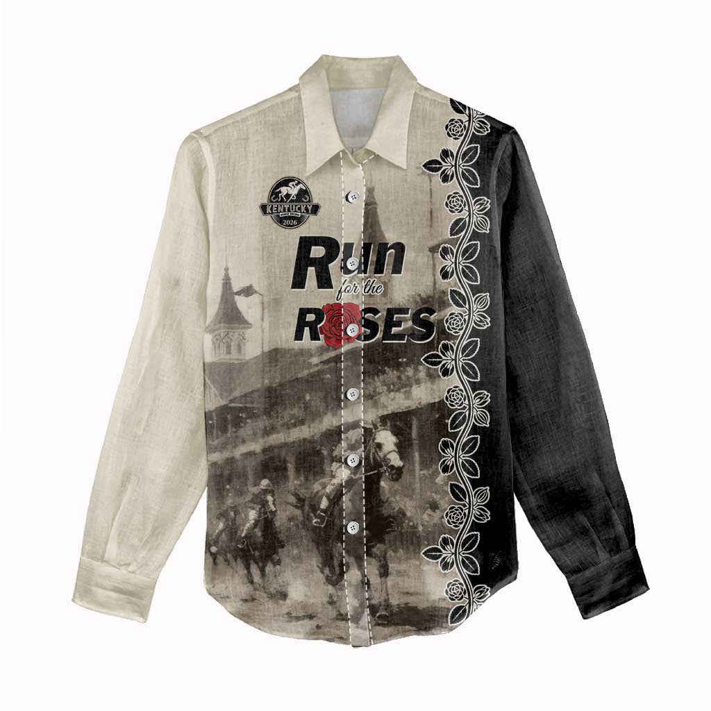 Personalized Kentucky Run For The Rose Women Casual Shirt Beige Rose Floral