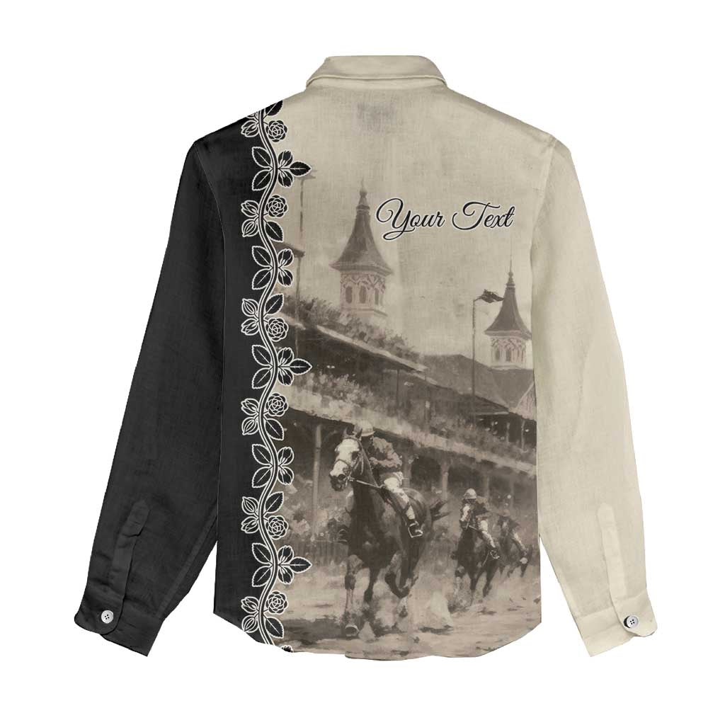 Personalized Kentucky Run For The Rose Women Casual Shirt Beige Rose Floral