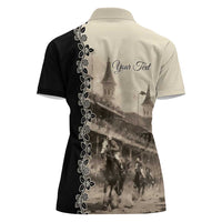 Personalized Kentucky Run For The Rose Women Polo Shirt Beige Rose Floral