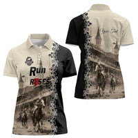 Personalized Kentucky Run For The Rose Women Polo Shirt Beige Rose Floral