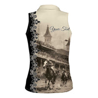 Personalized Kentucky Run For The Rose Women Sleeveless Polo Shirt Beige Rose Floral