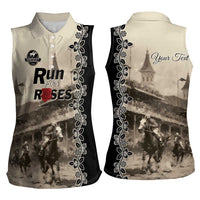Personalized Kentucky Run For The Rose Women Sleeveless Polo Shirt Beige Rose Floral