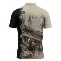 Personalized Kentucky Run For The Rose Zipper Polo Shirt Beige Rose Floral