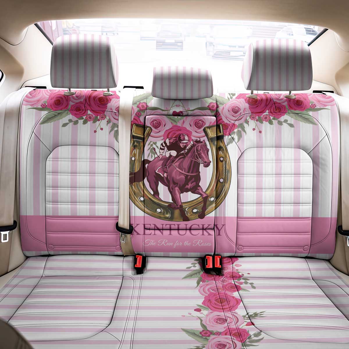 Kentucky Horse Racing Back Car Seat Cover Run For The Rose