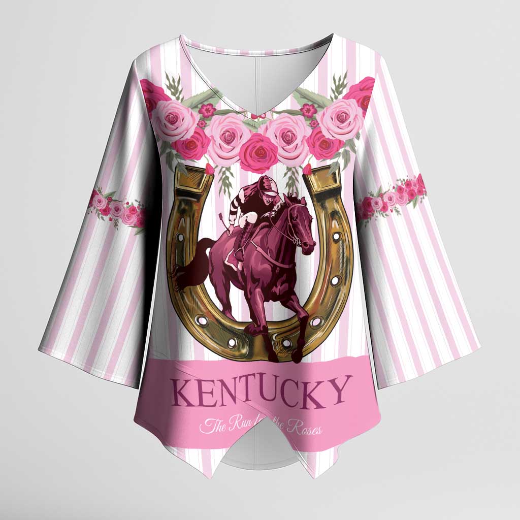 Personalized Kentucky Horse Racing Kimono Sleeve Blouse Run For The Rose