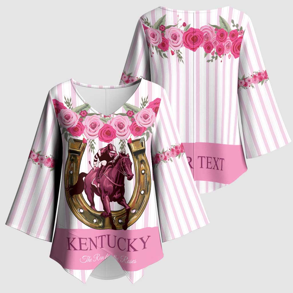 Personalized Kentucky Horse Racing Kimono Sleeve Blouse Run For The Rose