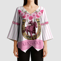 Personalized Kentucky Horse Racing Kimono Sleeve Blouse Run For The Rose