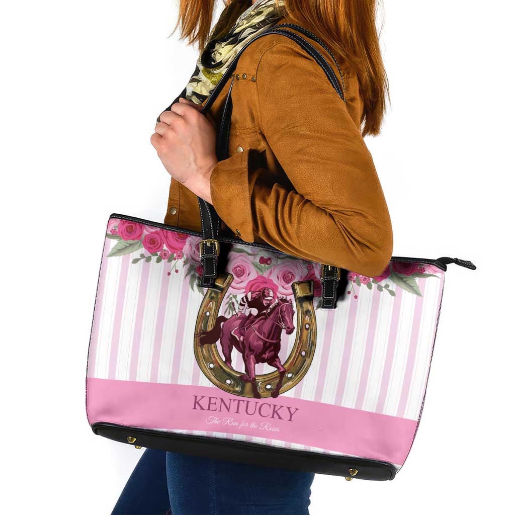 Kentucky Horse Racing Leather Tote Bag Run For The Rose