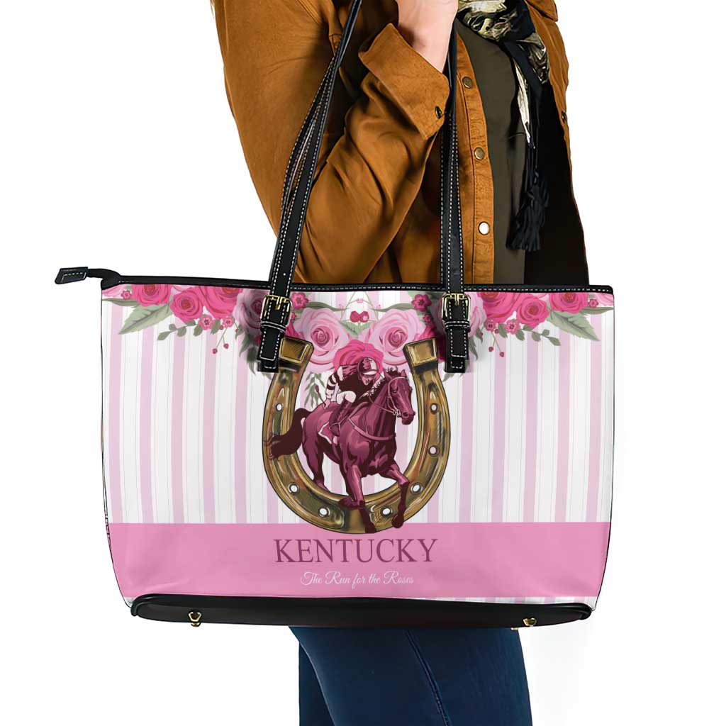 Kentucky Horse Racing Leather Tote Bag Run For The Rose