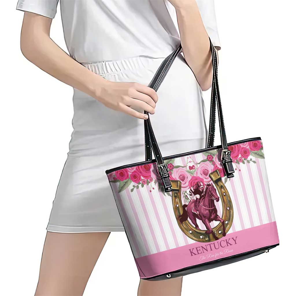 Kentucky Horse Racing Leather Tote Bag Run For The Rose