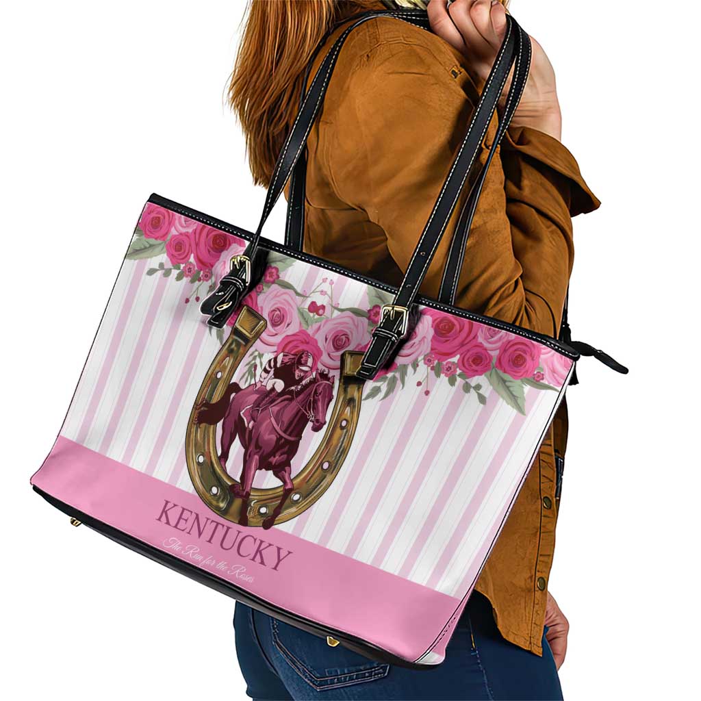 Kentucky Horse Racing Leather Tote Bag Run For The Rose