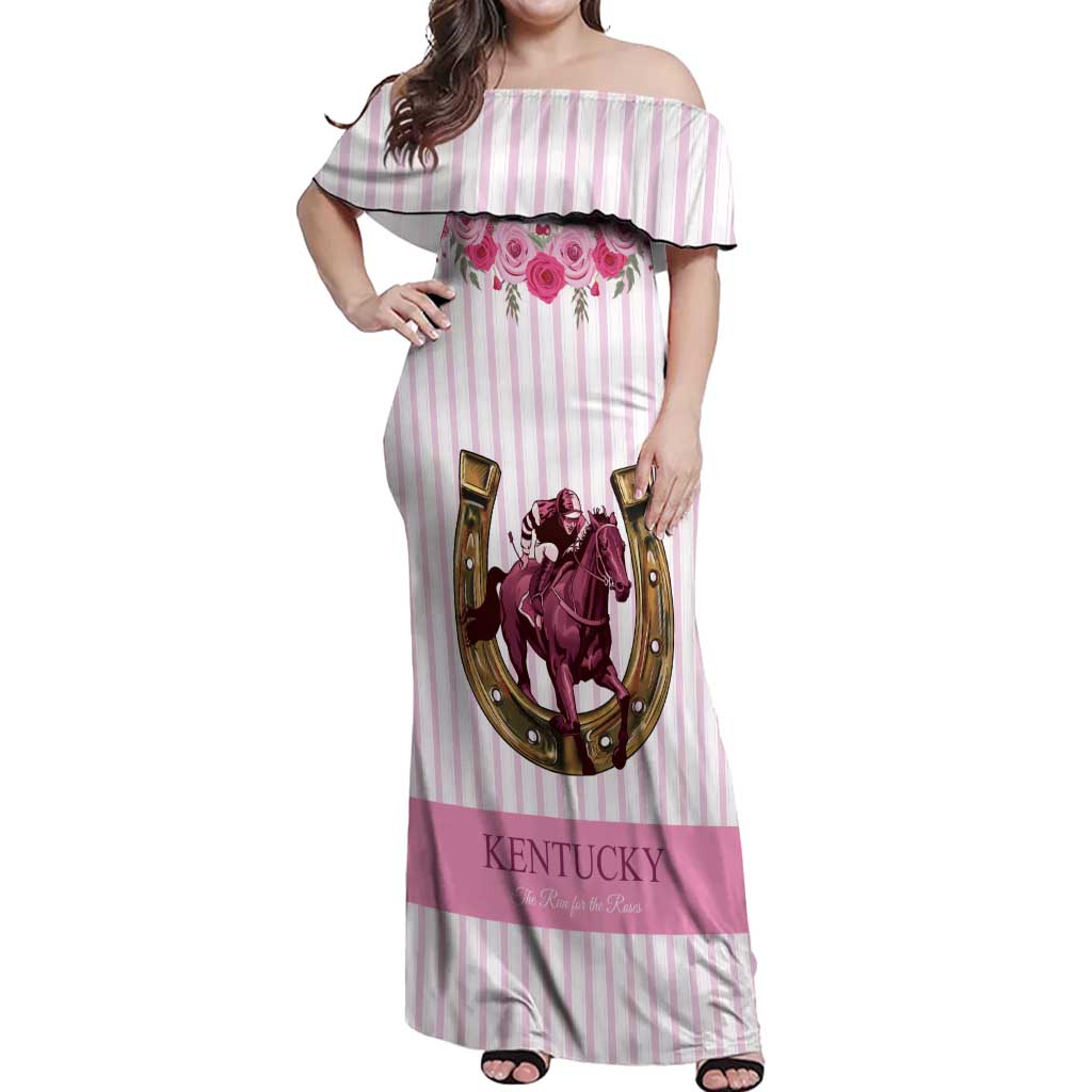 Personalized Kentucky Horse Racing Off Shoulder Maxi Dress Run For The Rose