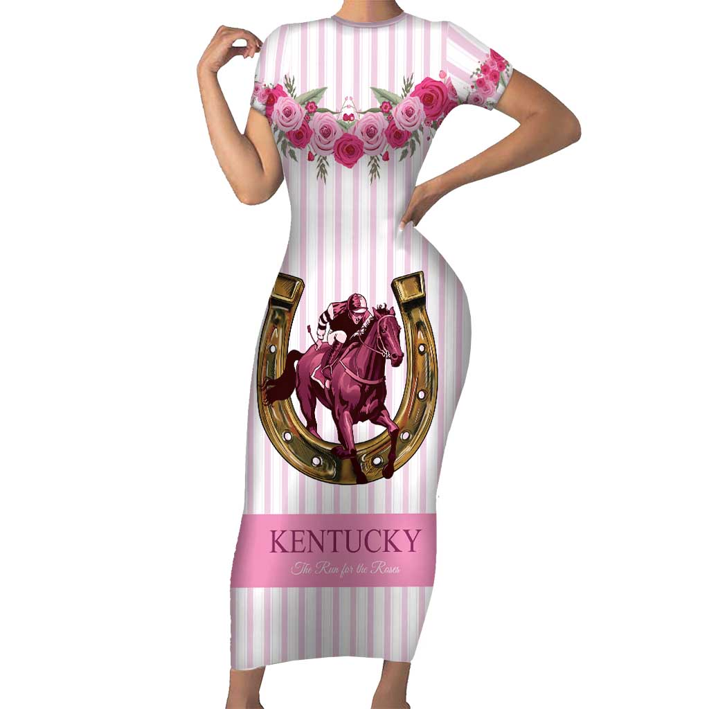 Personalized Kentucky Horse Racing Short Sleeve Bodycon Dress Run For The Rose