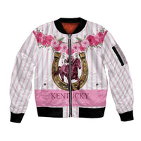 Personalized Kentucky Horse Racing Sleeve Zip Bomber Jacket Run For The Rose