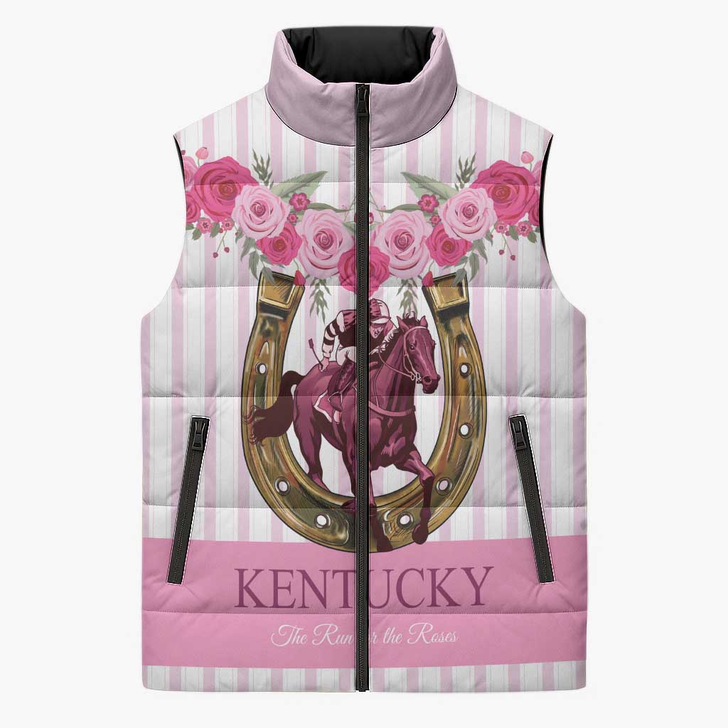 Personalized Kentucky Horse Racing Sleeveless Puffer Jacket Run For The Rose