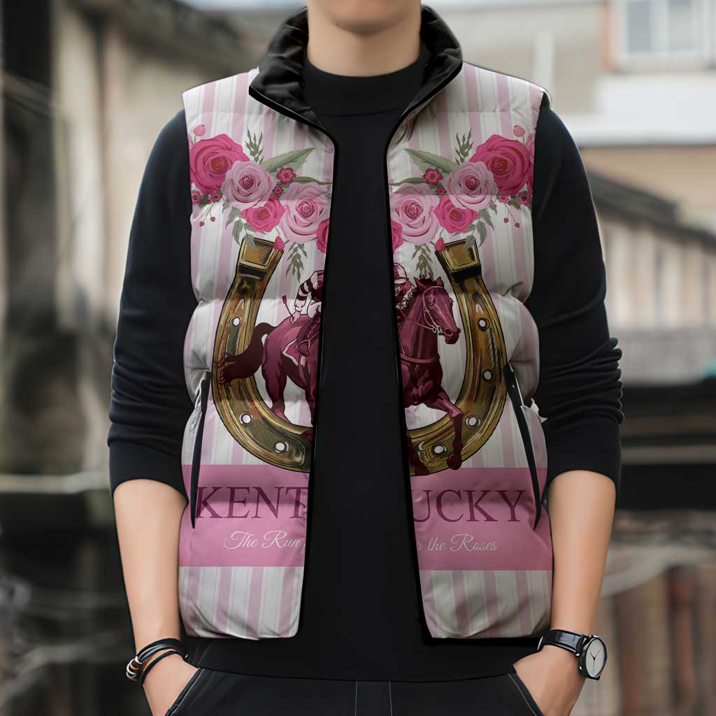 Personalized Kentucky Horse Racing Sleeveless Puffer Jacket Run For The Rose