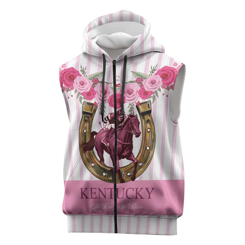 Personalized Kentucky Horse Racing Sleeveless Zip Hoodie Run For The Rose