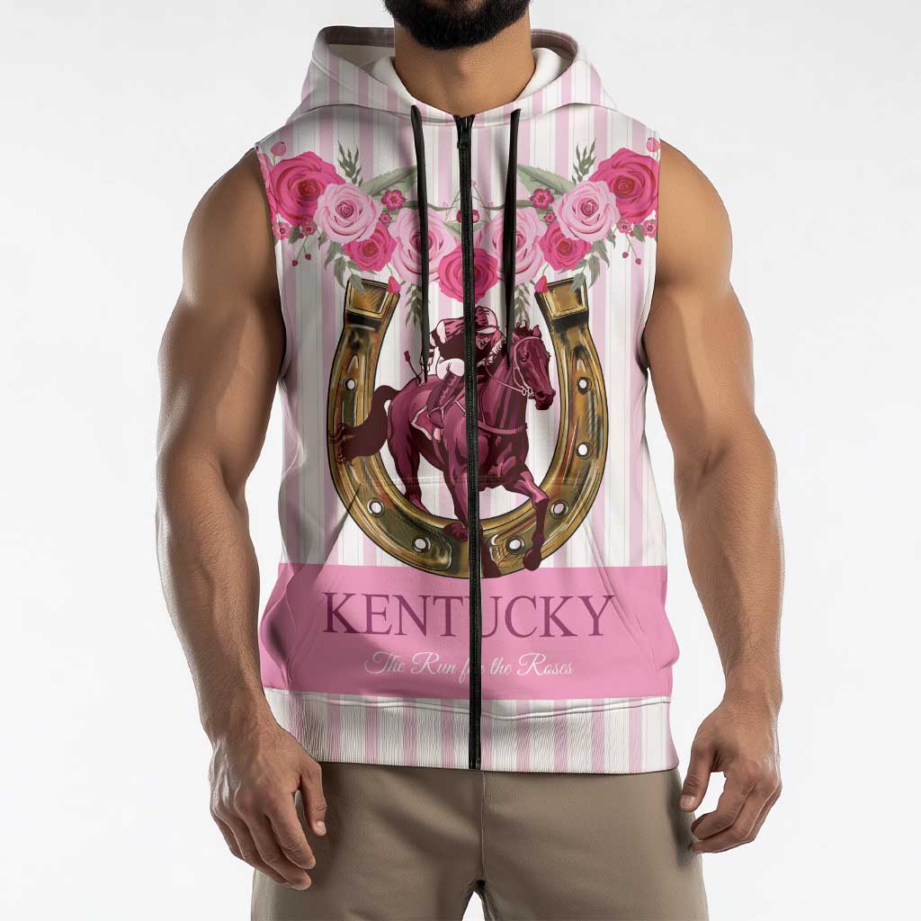 Personalized Kentucky Horse Racing Sleeveless Zip Hoodie Run For The Rose