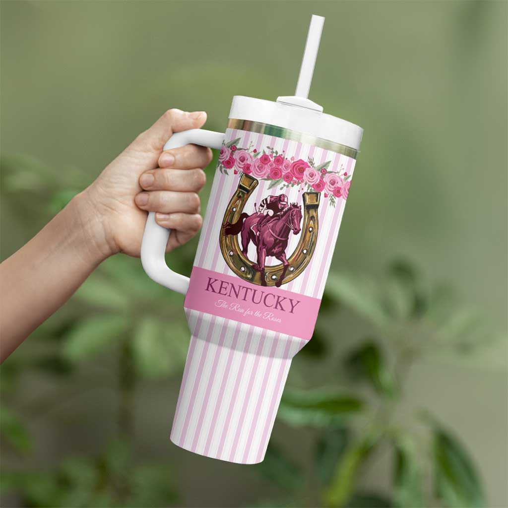 Personalized Kentucky Horse Racing Tumbler With Handle Run For The Rose
