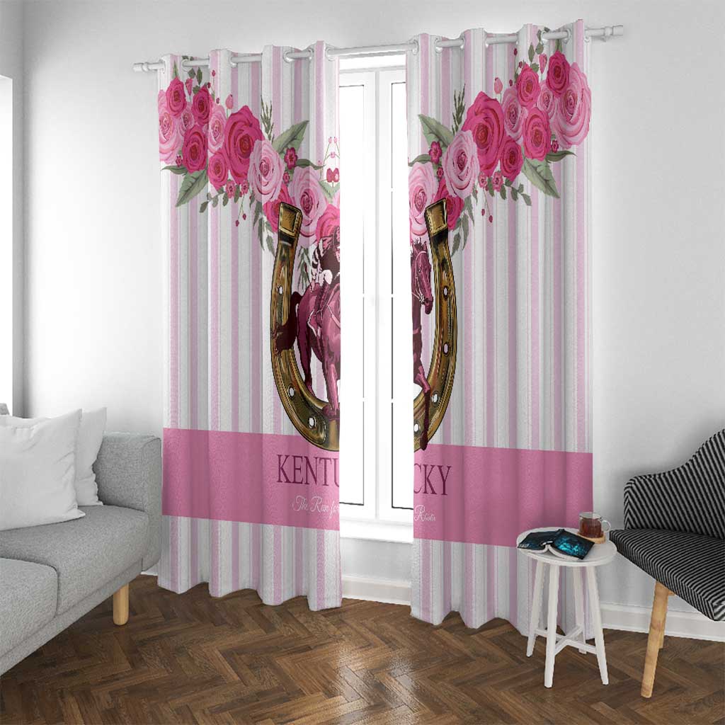 Kentucky Horse Racing Window Curtain Run For The Rose