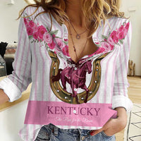 Personalized Kentucky Horse Racing Women Casual Shirt Run For The Rose