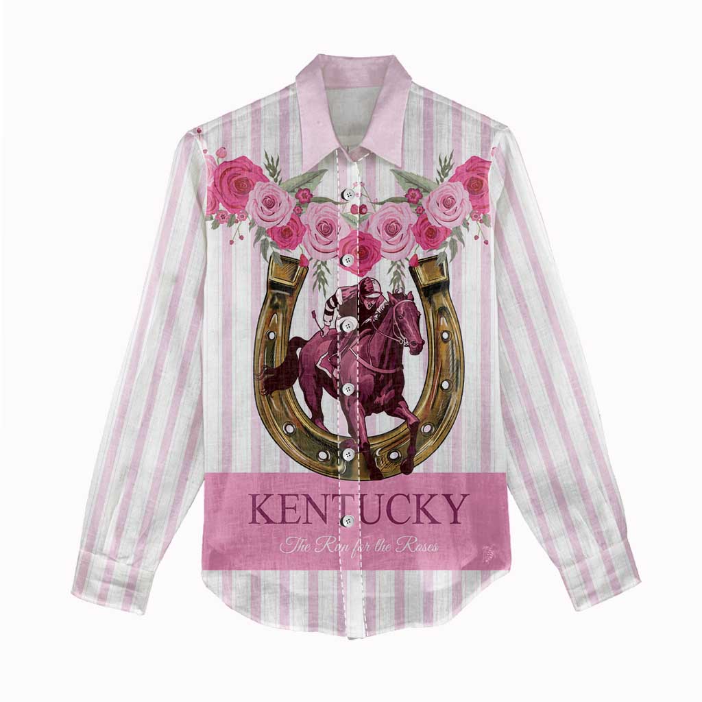 Personalized Kentucky Horse Racing Women Casual Shirt Run For The Rose