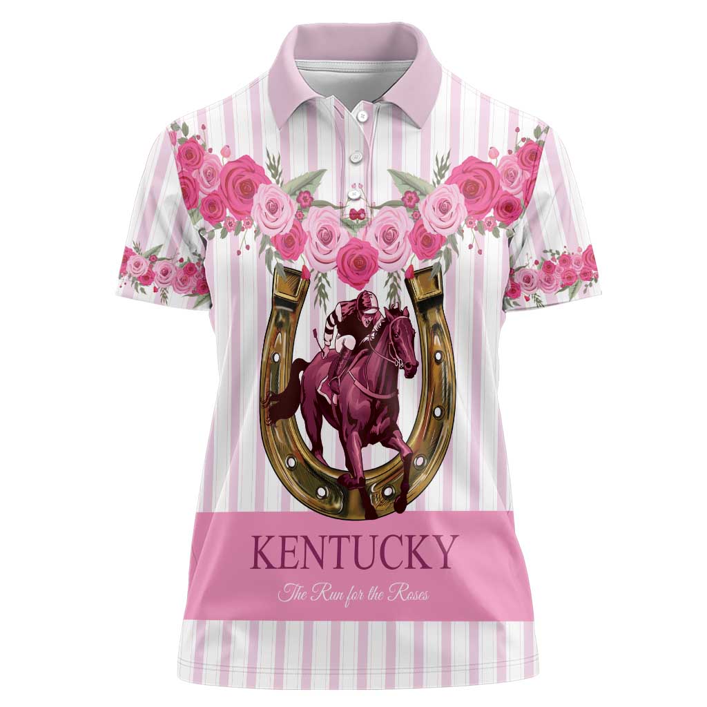Personalized Kentucky Horse Racing Women Polo Shirt Run For The Rose