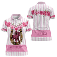 Personalized Kentucky Horse Racing Women Polo Shirt Run For The Rose