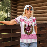 Personalized Kentucky Horse Racing Women Polo Shirt Run For The Rose