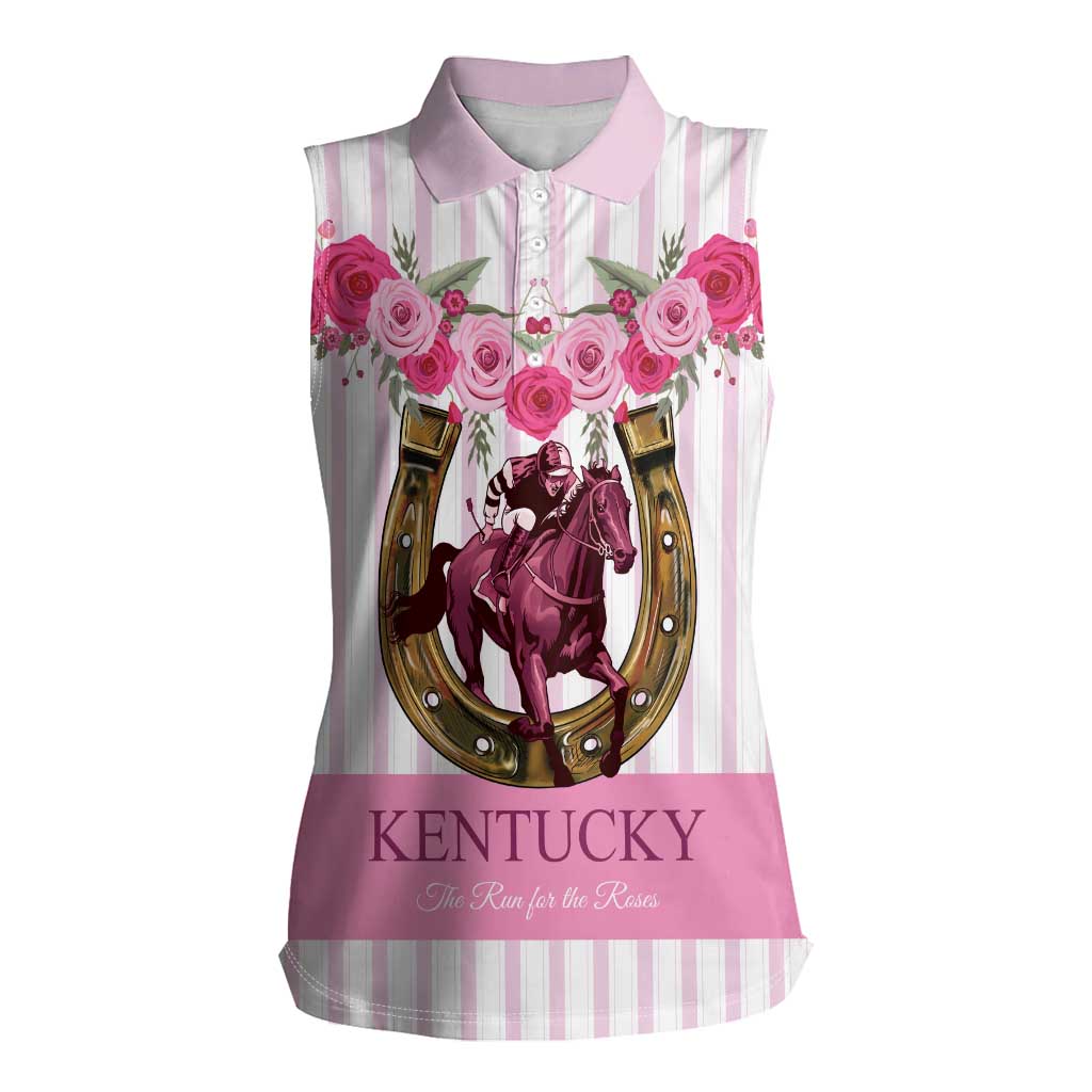 Personalized Kentucky Horse Racing Women Sleeveless Polo Shirt Run For The Rose
