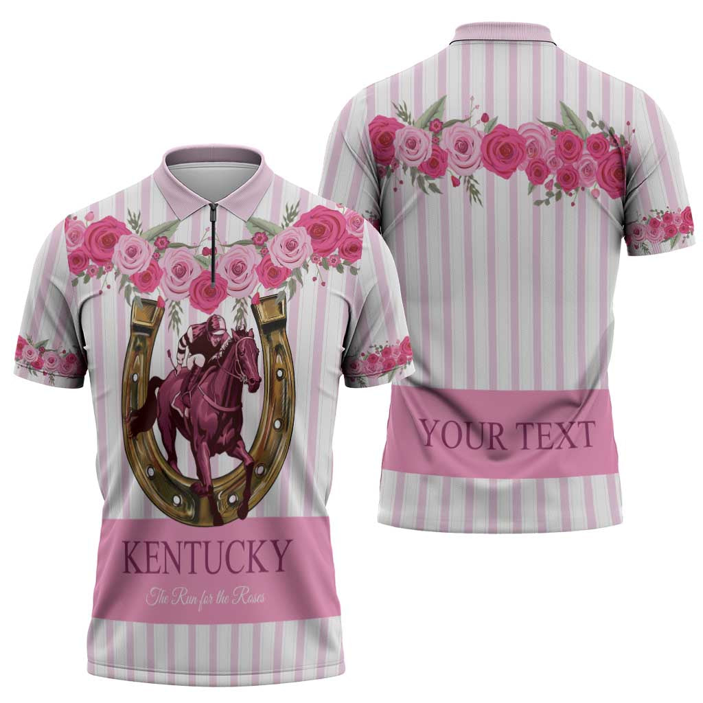 Personalized Kentucky Horse Racing Zipper Polo Shirt Run For The Rose