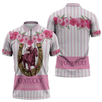Personalized Kentucky Horse Racing Zipper Polo Shirt Run For The Rose