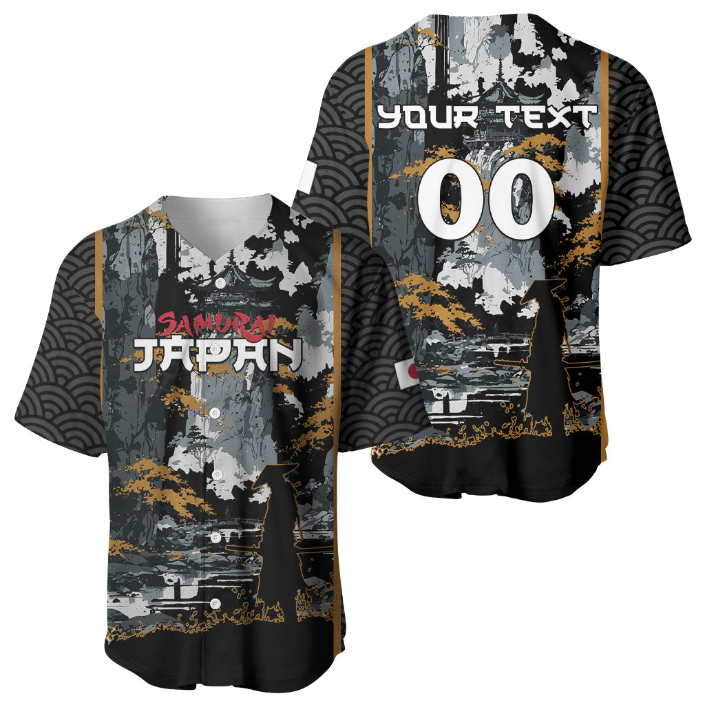 Custom Baseball Japan Samurai Baseball Jersey Black Grunge Vintage