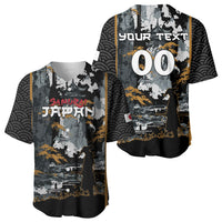 Custom Baseball Japan Samurai Baseball Jersey Black Grunge Vintage