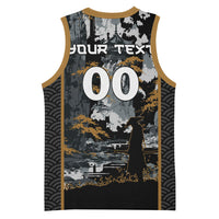 Custom Baseball Japan Samurai Basketball Jersey Black Grunge Vintage