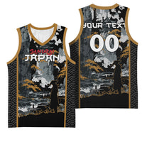 Custom Baseball Japan Samurai Basketball Jersey Black Grunge Vintage