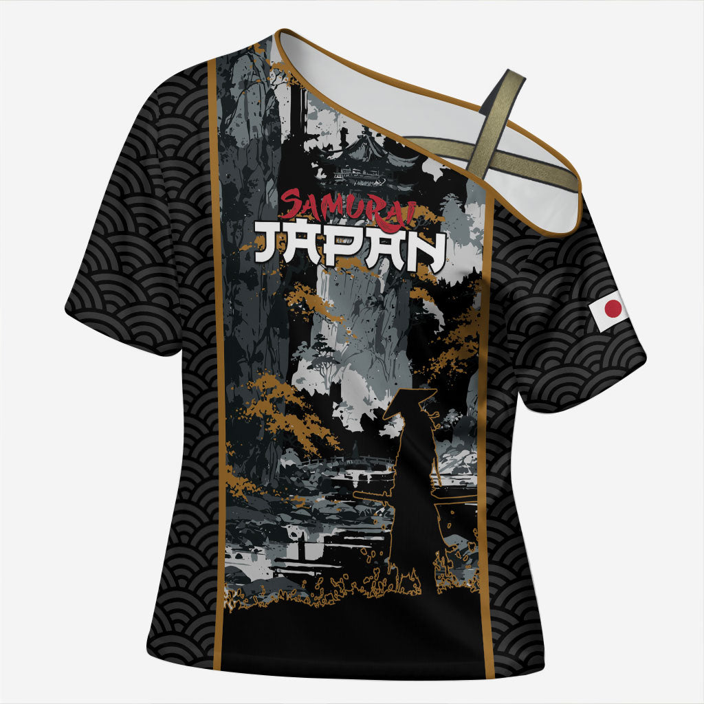 Custom Baseball Japan Samurai Cross Shoulder Shirt Black Grunge Vintage