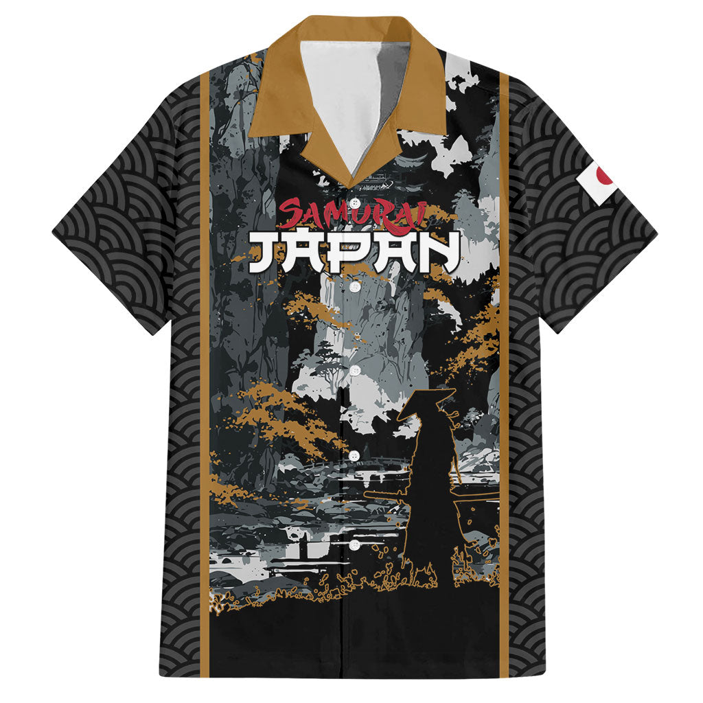 Custom Baseball Japan Samurai Hawaiian Shirt Black Grunge Vintage